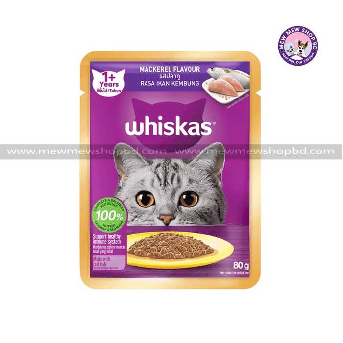 Whiskas Pouch Adult Cat 1+ Yrs Mackerel 80 g
