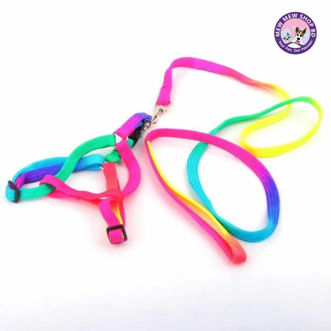 Colorful Cat Harness Rainbow Pattern