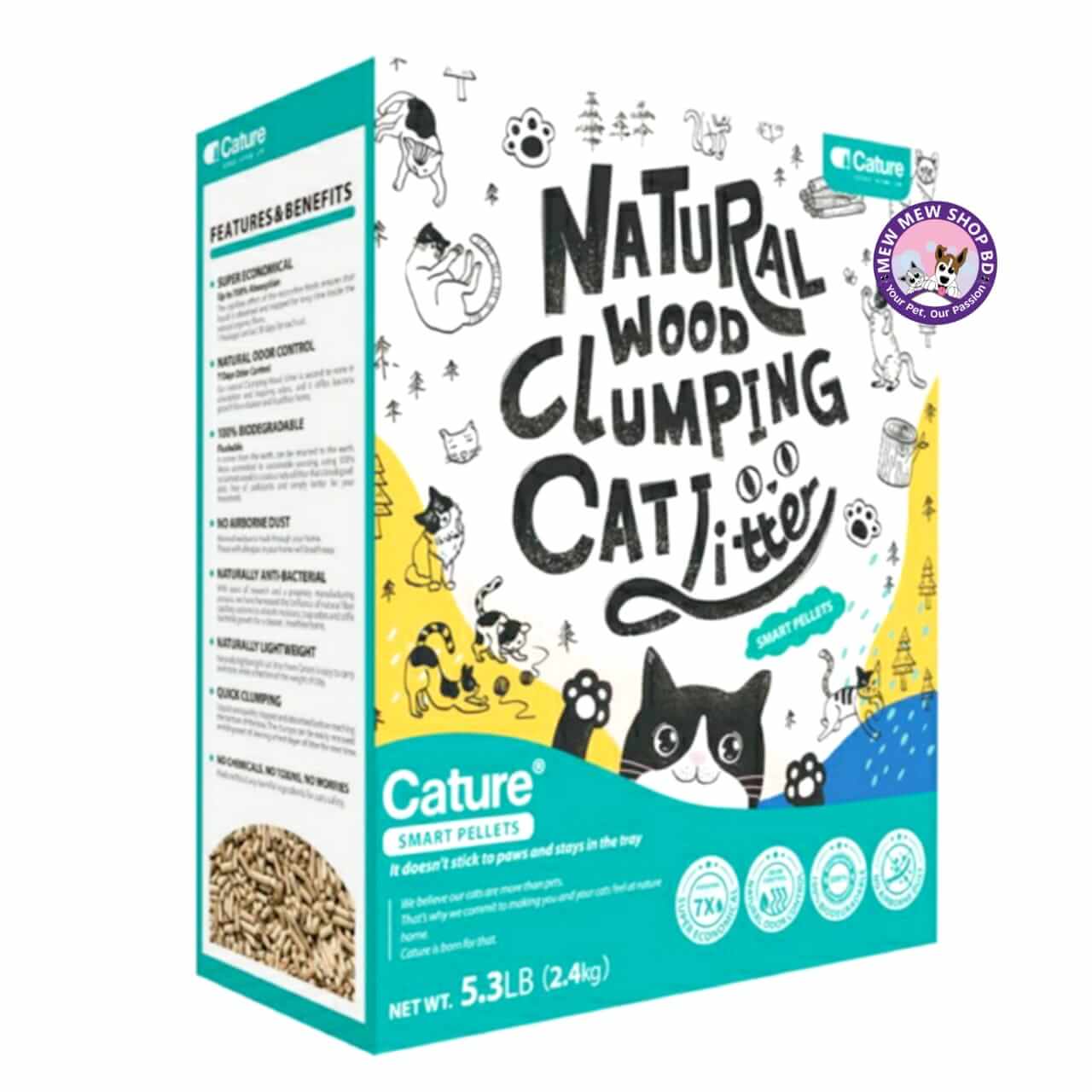Cature Smart Pellets Natural Wood Clumping Cat Litter 6L / 2.4kg