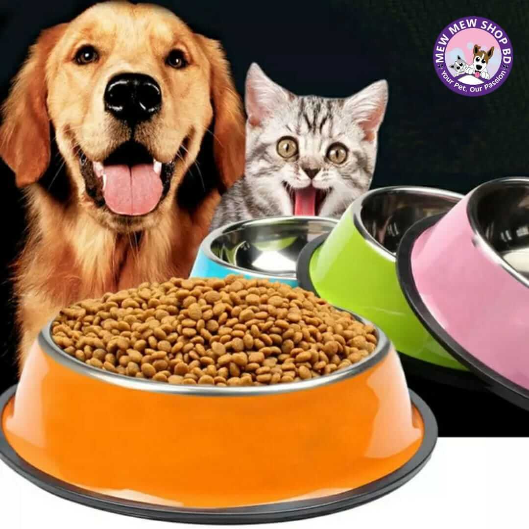 Colorful Stainless Steel Pet Cat & Dog Food Bowl