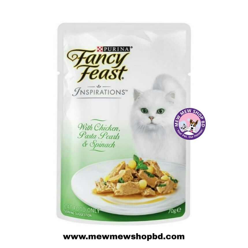 Purina Fancy Feast Inspirations with Chicken, Pasta Pearls & Spinach Pouch 70g