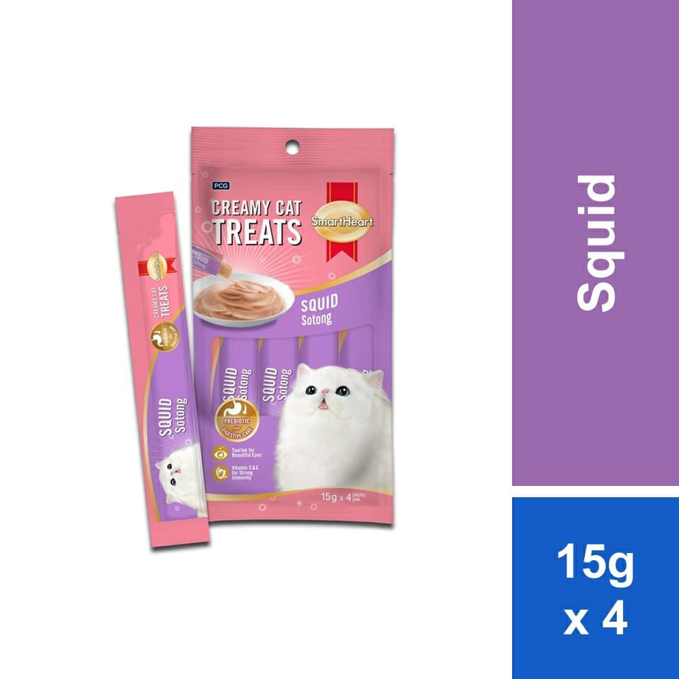 SmartHeart Lickable Creamy Cat Treat – Squid Flavor 4*15g