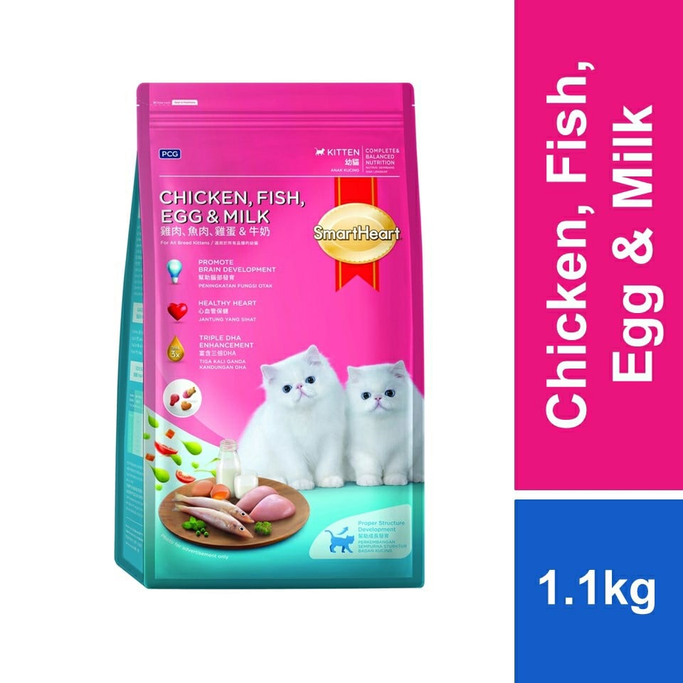 SmartHeart Kitten Food Chicken, Egg, Fish & Milk 1.1kg