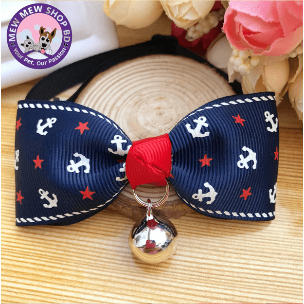 Premium Pet Bow Tie - Anchor-Blue