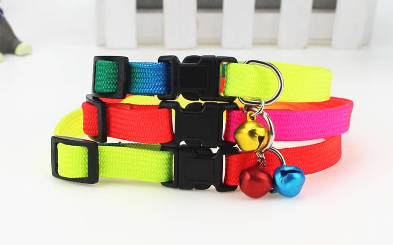 Cat Rainbow Colourful collars || Adjustable Nylon Cat collar with bell