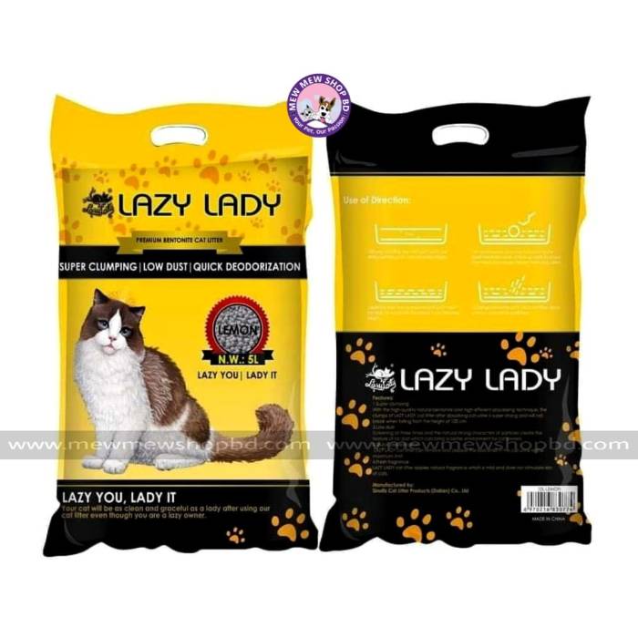 Lazy Lady Premium Clumping Cat Litter 5L || Lemon ||