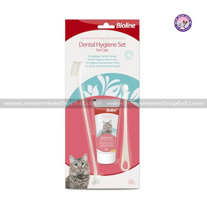 Bioline Dental Hygiene Set for Cats Toothpaste with Toothbrush 50g