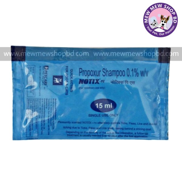 Notix Propoxur Flea and Tick Shampoo for Dogs & Cats 15ml