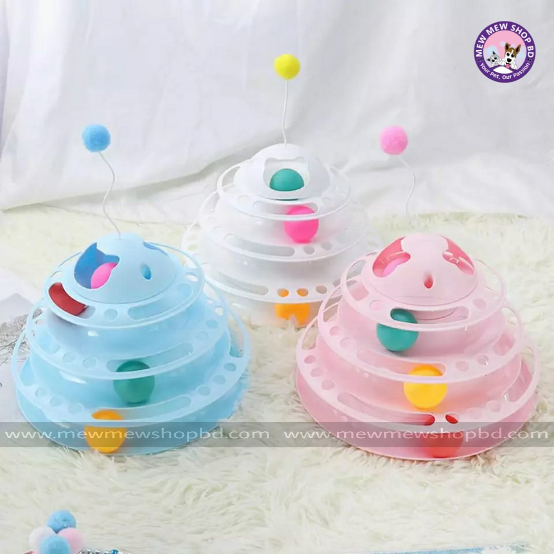 Tower Toy 4layer with Plush Ball Stand for Pet Cat