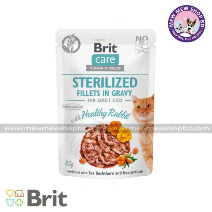 Brit Care Cat Pouch Sterilized - Healthy Rabbit in Gravy 85g
