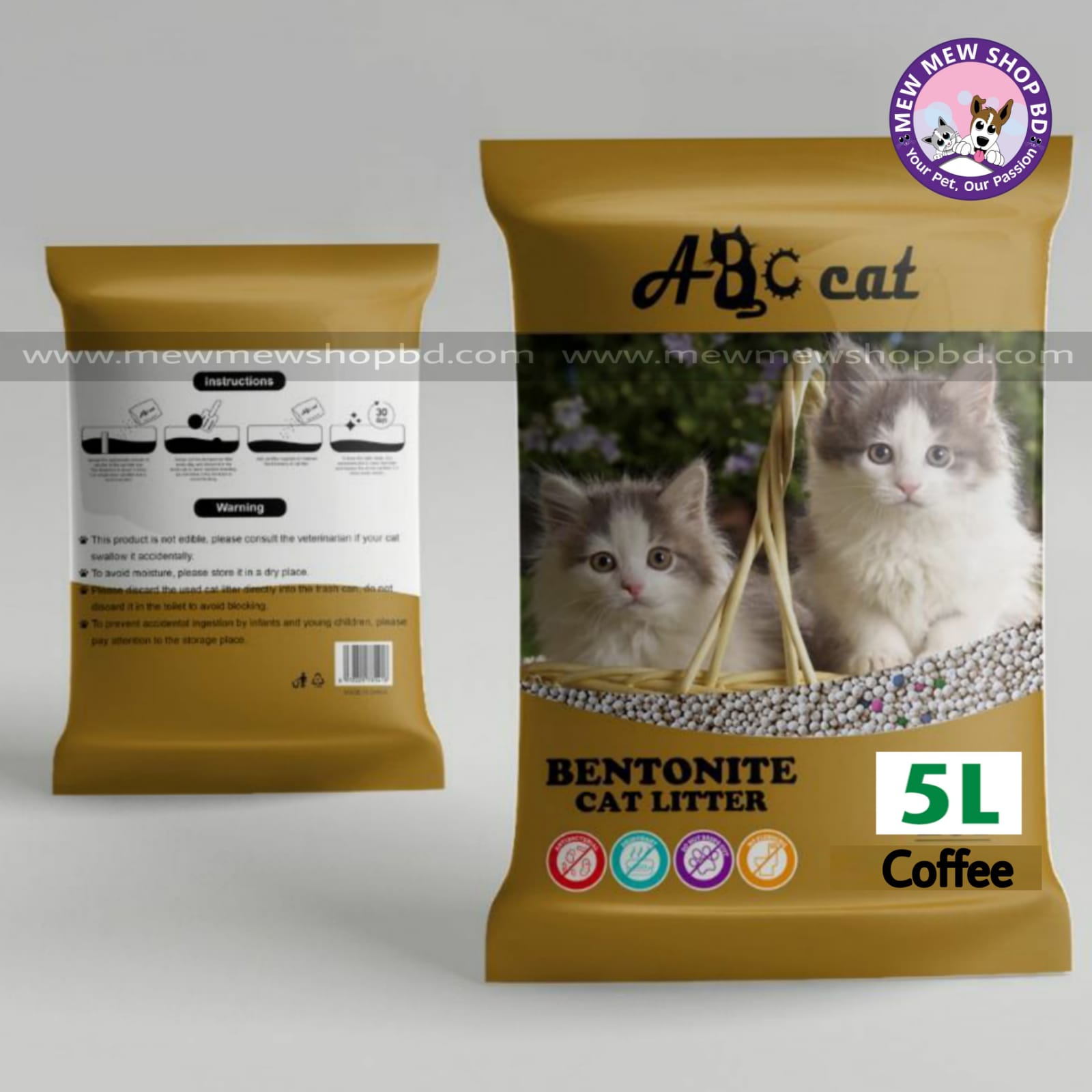 ABC Cat Bentonite Clumping Cat Litter Coffee 5L