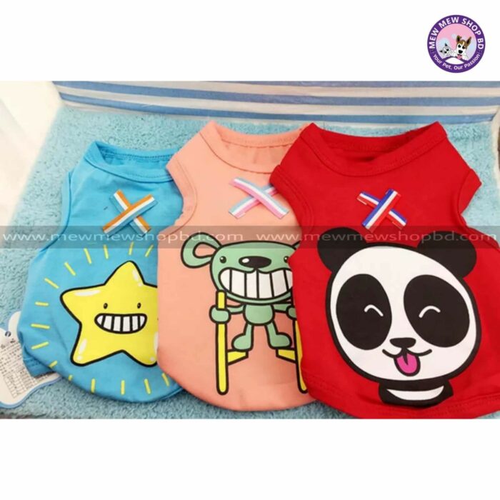 Cartoon Printed Cotton Fabric Sleeveless Dress / Tshirt for Pet Cat  ( No Exchange)