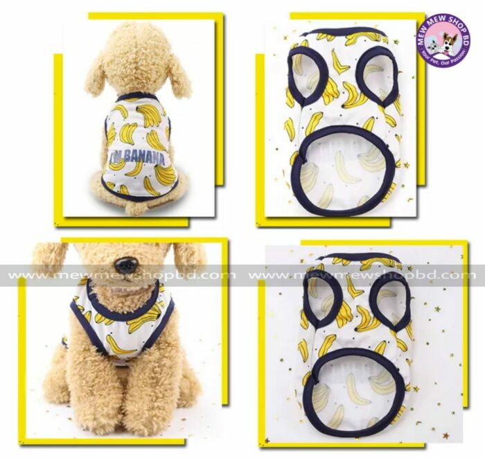 Banana Printed Sleeveless Dress / Tshirt for Pet Cat ( No Exchange )