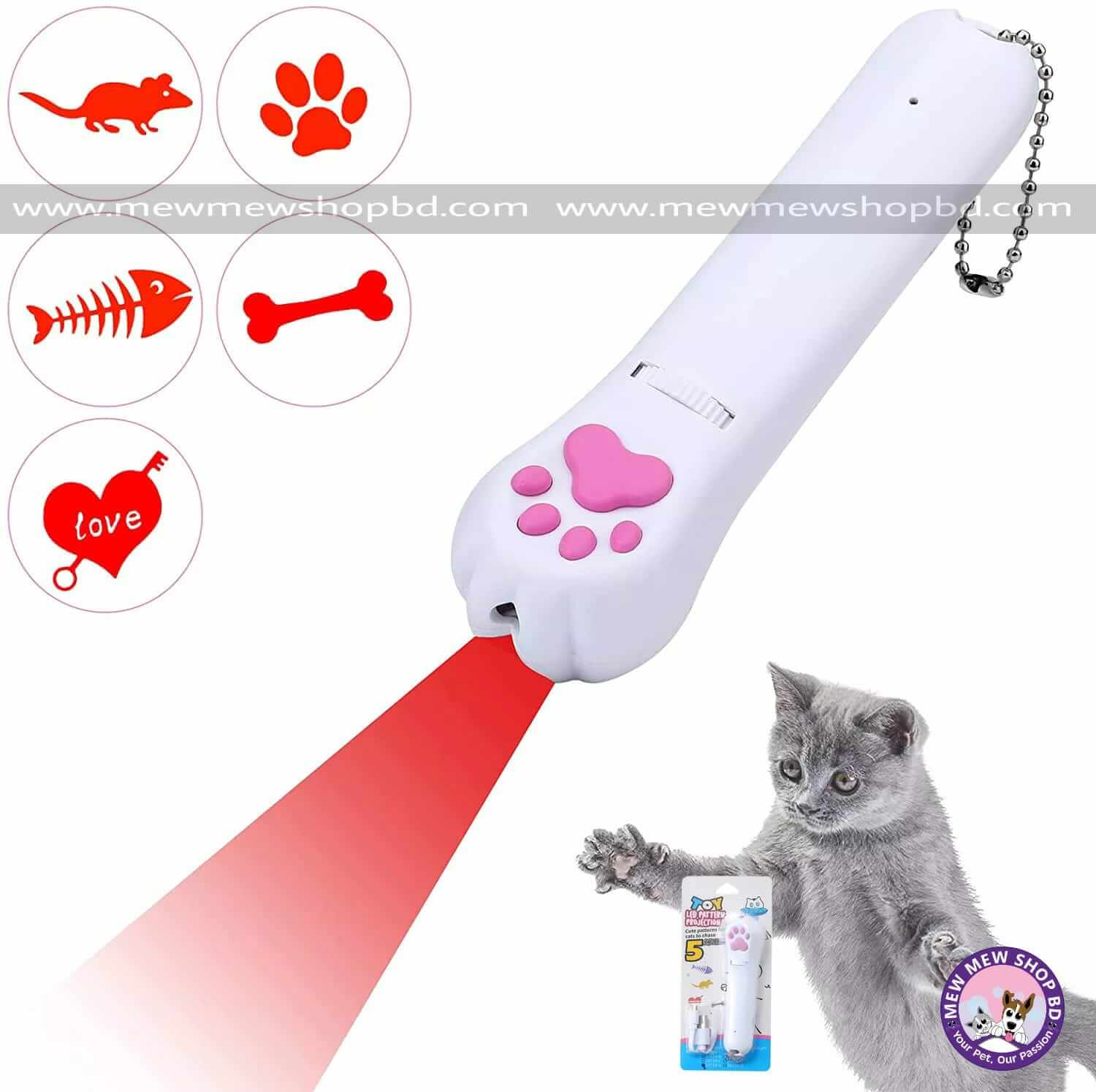 USB Rechargeable batteries LED 6 Patterns Laser Pointer Funny Cat Toy