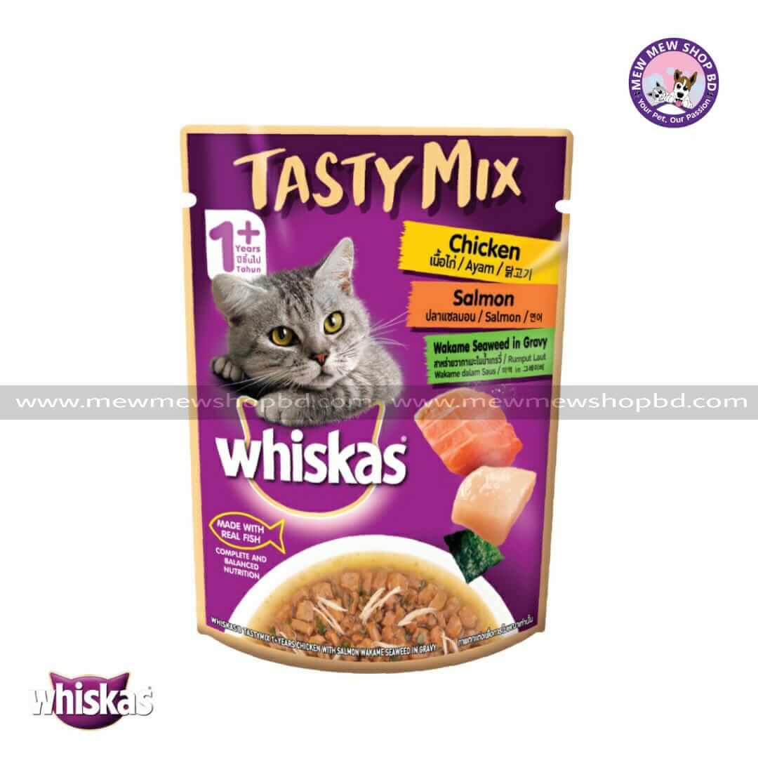 Whiskas Tasty Mix – Chicken Salmon In Gravy, 1+ Year 70 g