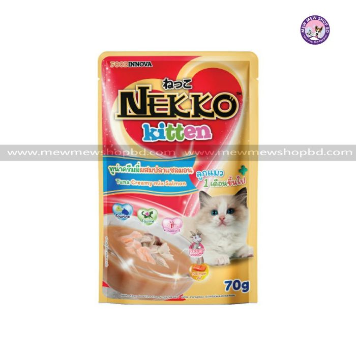 Nekko Kitten Pouch Tuna Creamy Mix Salmon 70g