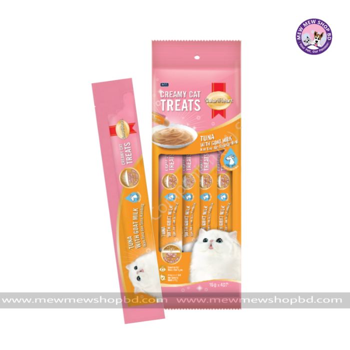 Smartheart Lickable Creamy Cat Treat Tuna with Goat Milk 15g x 4Pcs