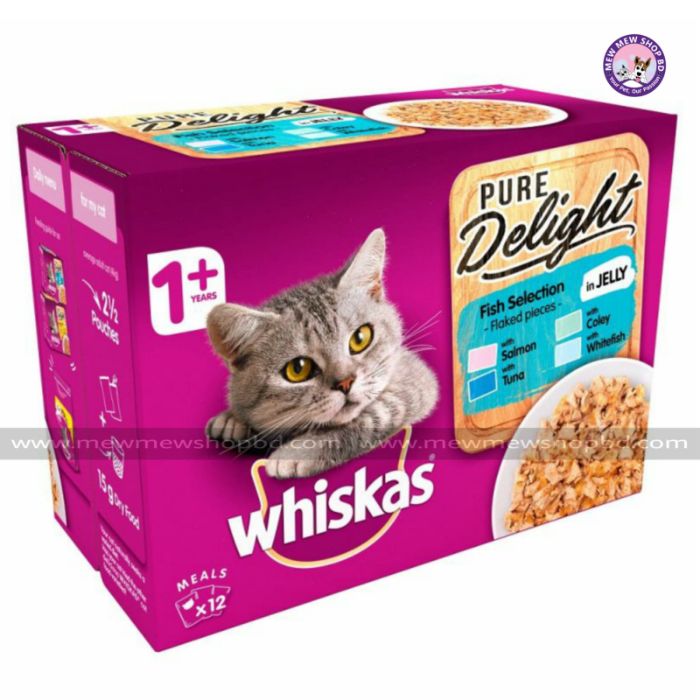 Whiskas Delight Pure Delight Fish Selection in Jelly 12x85g pack (UK)