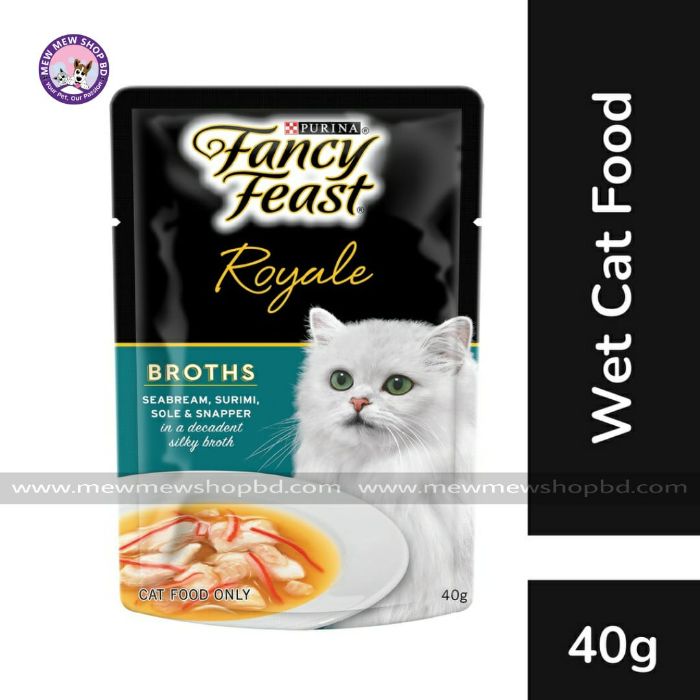 Fancy Feast Pouch Royale Broths Seabream, Surimi, Sole & Snapper 40g