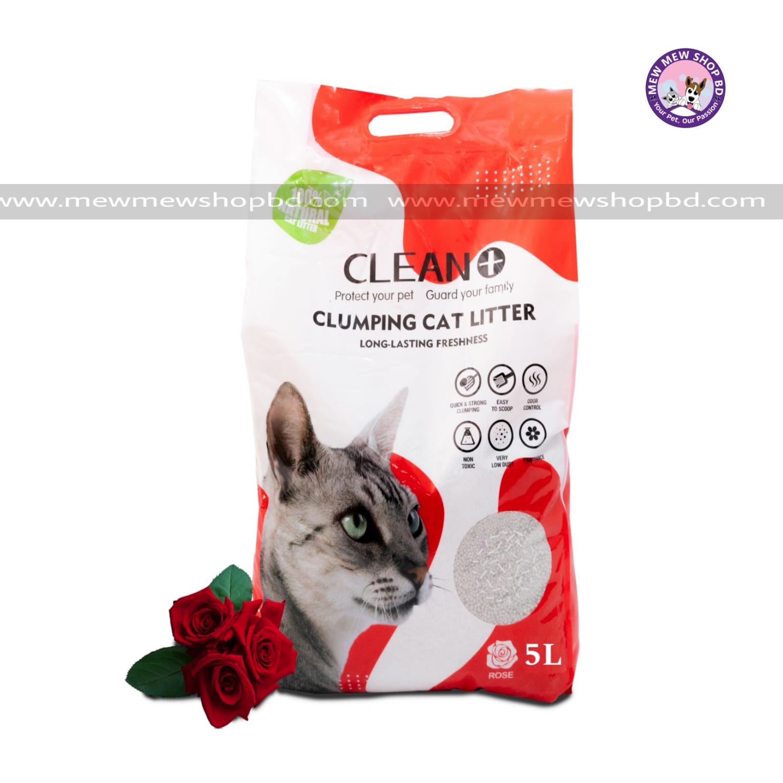 Clean Plus Clumping 5L litter for Cats (Rose)