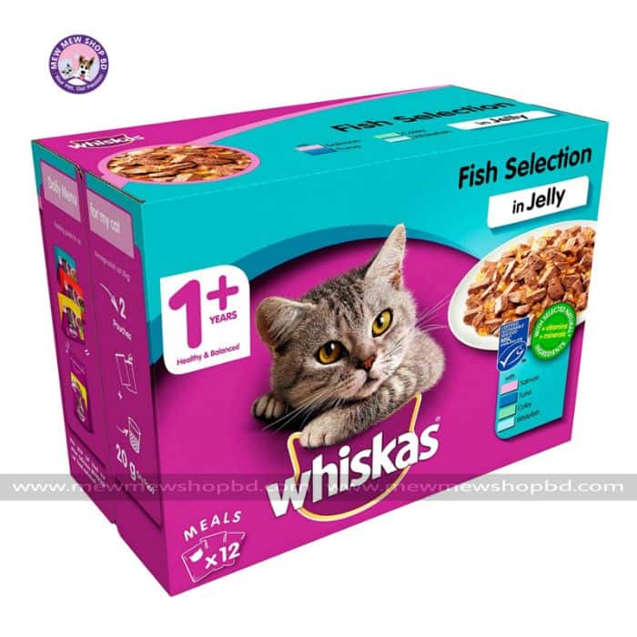 WHISKAS Cat Pouches Fish Selection in Jelly 1+ Years 12 x 100g (UK)