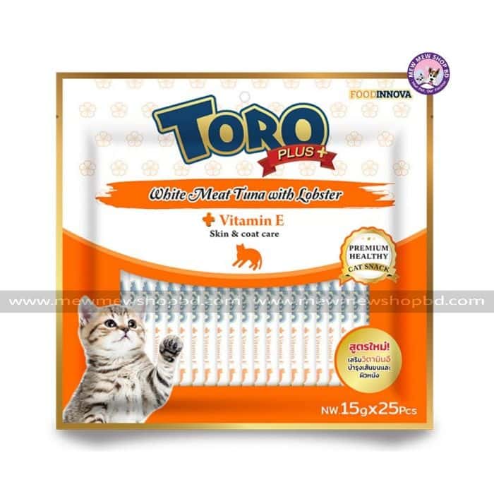 25 Pcs Toro Plus Cat Treat White Meat Tuna with Lobster +Vitamin E 15g x 25