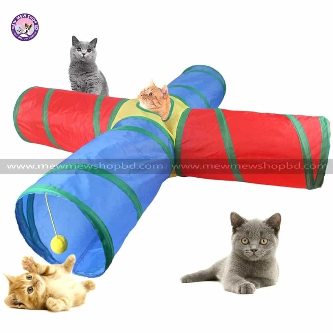 Colorful 4 way 1 Window Rainbow Tunnel toy for Pet Cat