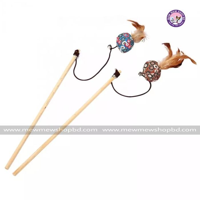 Wooden Stick Plush Ball Teaser/ Interactive Toy for Pet Cat