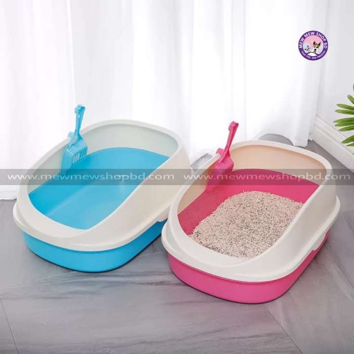 Durable Semi-Enclosed Litter Box for Pet Cat
