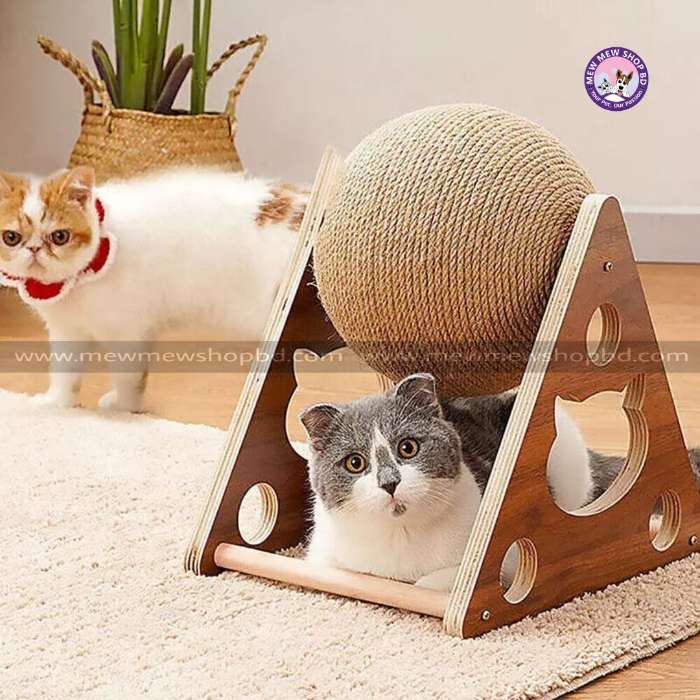 Cat Scratcher Toy Sisal Rope with Wooden Stand