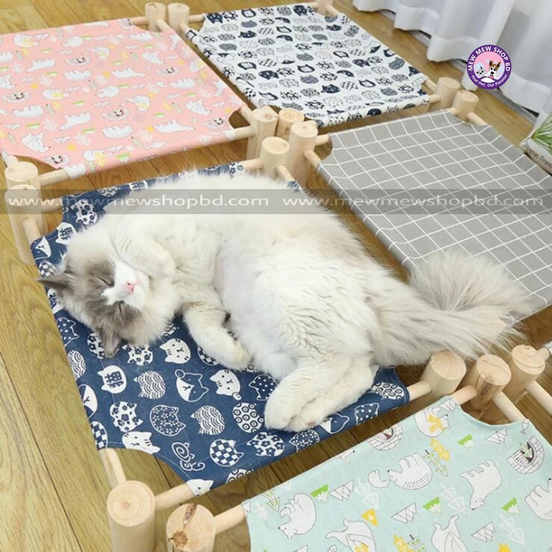 Cat Hammocks Bed Wood Canvas Durable House for Small Pet Cat