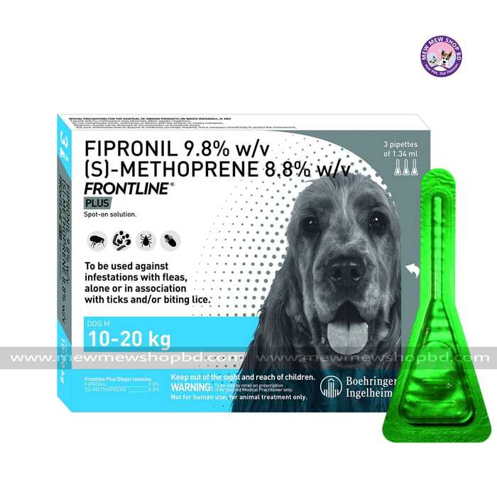 Frontline Plus Spot on Solution for Dogs(10-20kg) - Tick and Flea Treatment/Control(1 Tube)