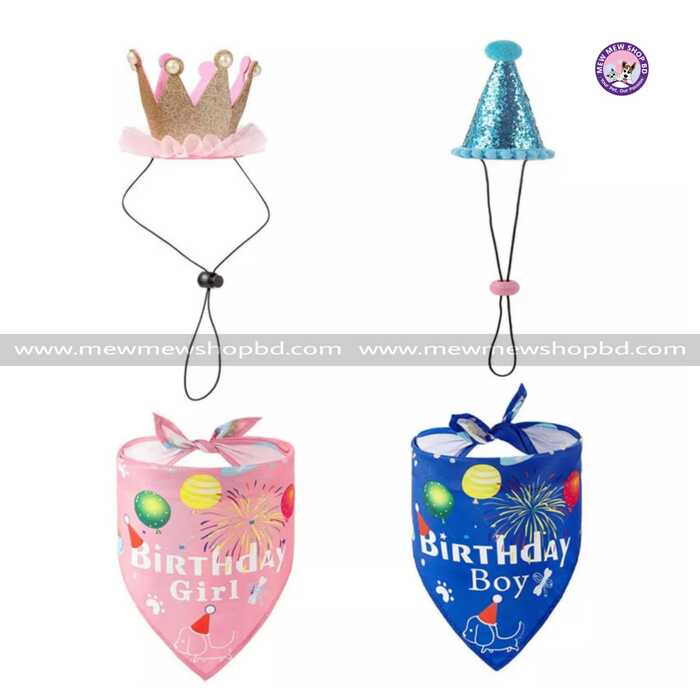 1PC Pet Birthday Party Hat with Triangle Scarf for Party Wear Decoration for Pet Cat