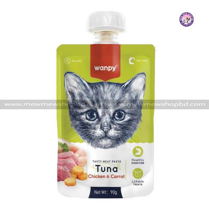 Wanpy Fresh Tuna Fish Chicken & Carrots Cat Meat Paste 90 gr