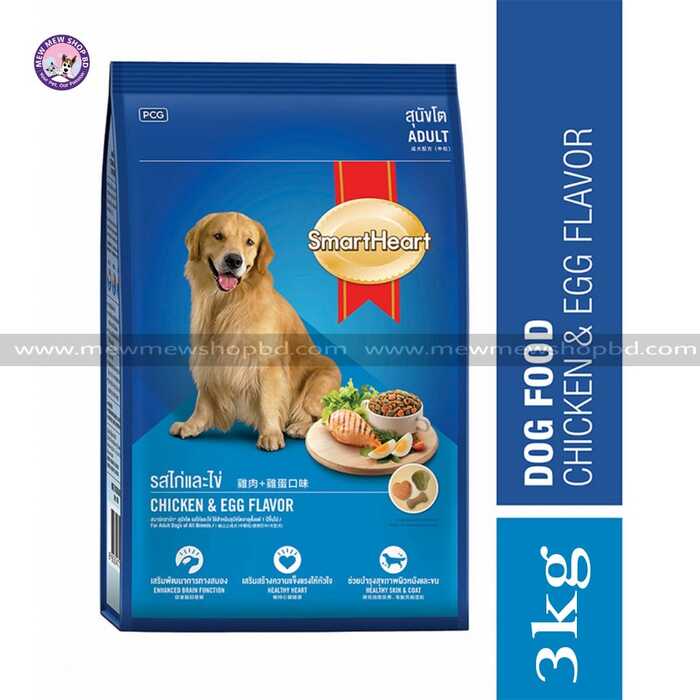 SmartHeart Adult Dog Dry Food Chicken & Egg Flavor 3KG