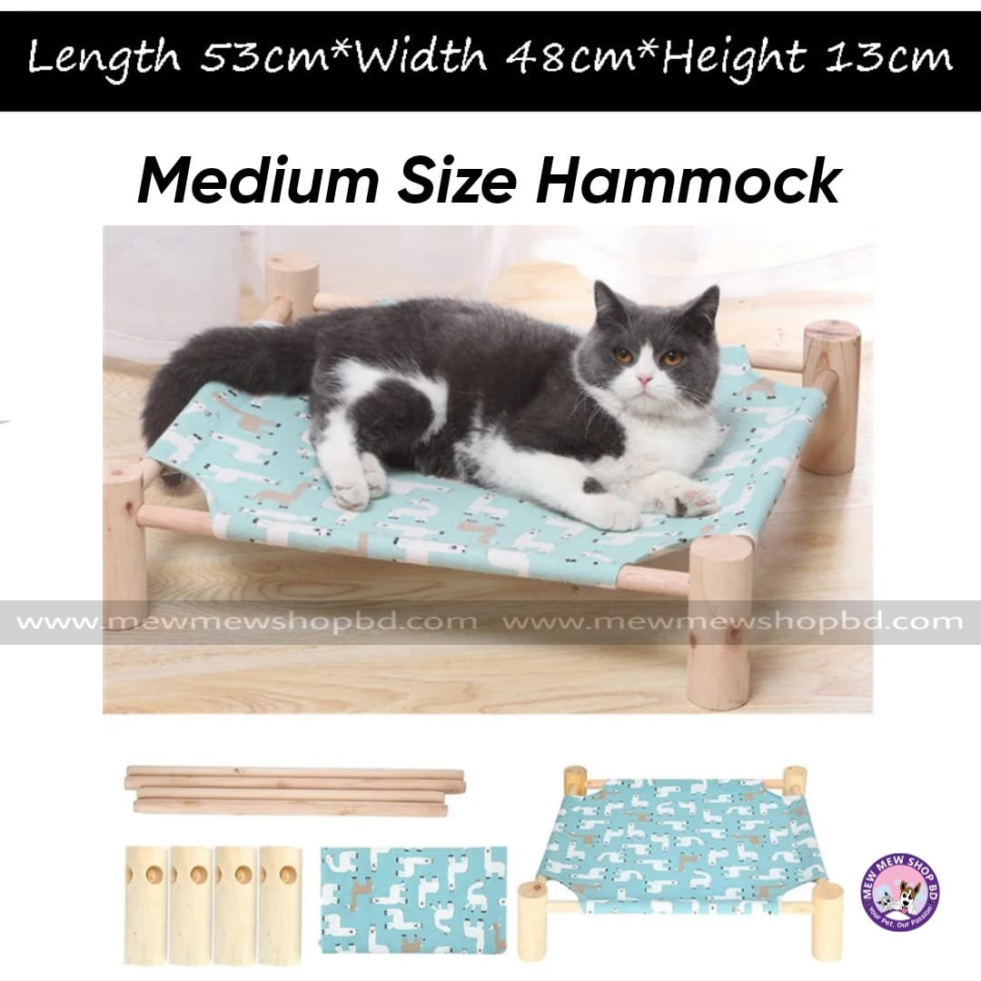 Cat Hammocks Bed Wood Canvas Durable House for Small Pet Cat