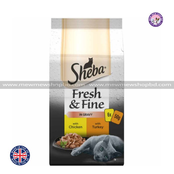 Sheba Fresh & Fine In Gravy With Chicken & Turkey (6x50g) UK