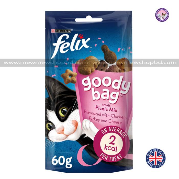 Felix Goody Bag Cat Treats with Chicken, Turkey & Cheese 60g (UK)