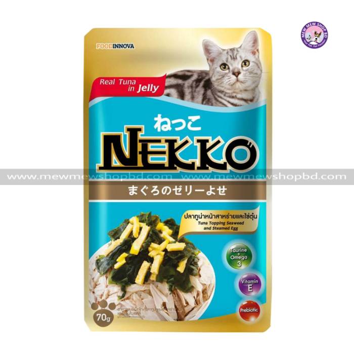 NEKKO Cat Pouch Tuna Topping Seaweed and Steamed Egg in Jelly 70g