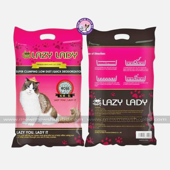 Lazy Lady Premium Clumping Cat Litter 5L || ROSE