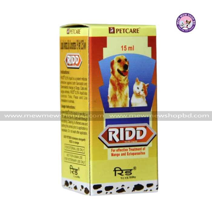 RIDD Flea & Mite Solution for Cats and Dogs 15ml