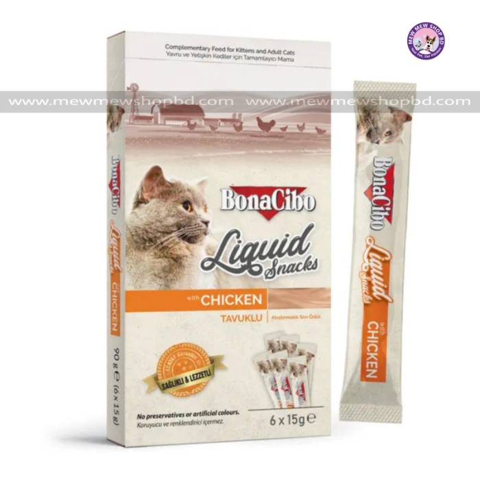 Bonacibo Liquid Cat Treat With Chicken Tavuklu 6x15g