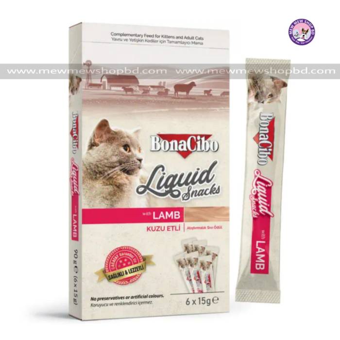 Bonacibo Liquid Cat Treat With Lamb 6x15g
