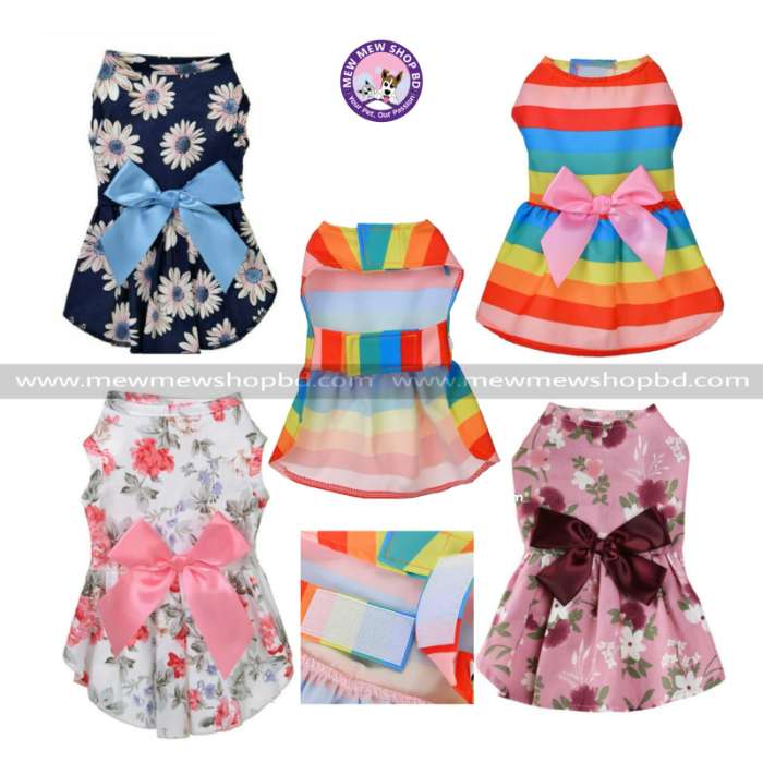 Bow knot Decor Round Neck Summer Dress / Skirt / Frock for Pet Cat ( No Exchange )