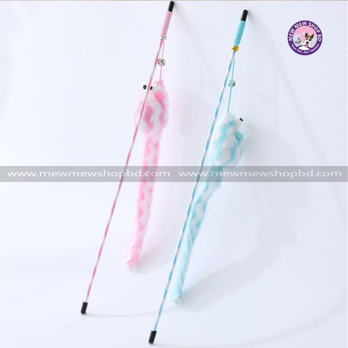 Pet Cat Long Tail Colorful Plush Mouse Teaser Toy