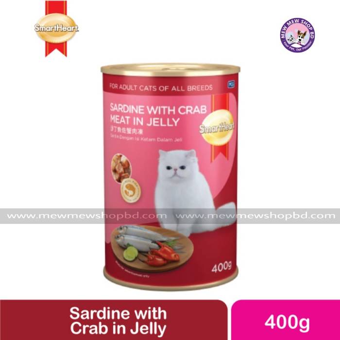 SmartHeart Cat Canned Food Sardine with Crab Stick in Jelly 400g
