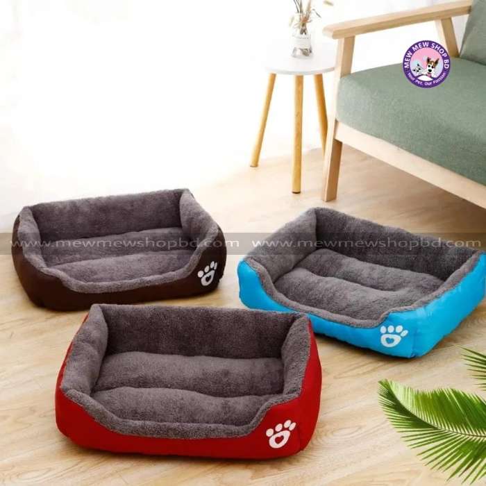 Rectangle Shape Paw Print Pet Bed For Cat and Dog