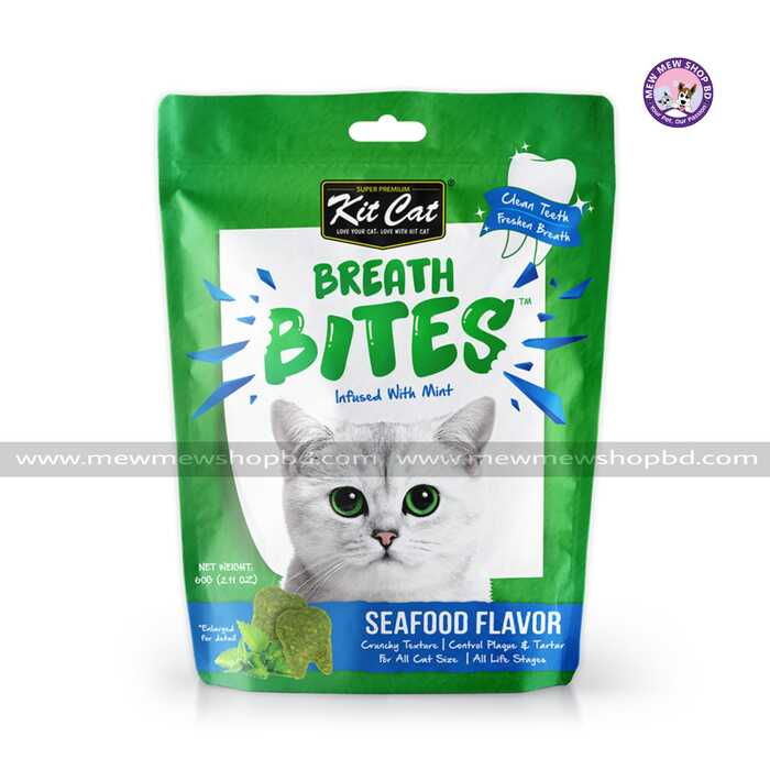 Kit Cat Treats Breath Bites Seafood Flavor with Mint 60g