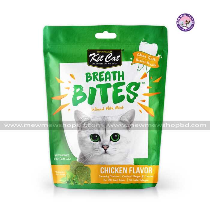 Kit Cat Treats Breath Bites Chicken Flavor with Mint 60g