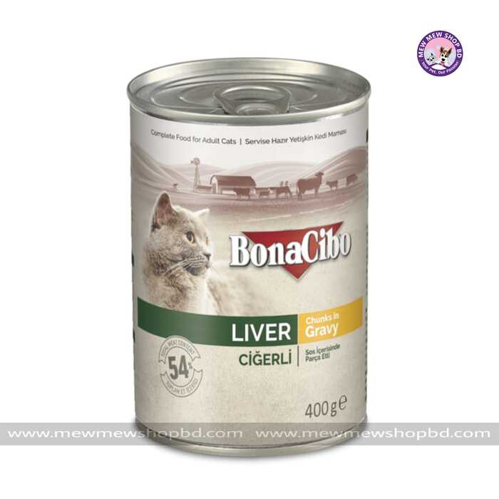 Bonacibo Canned Cat Food Liver Chunks in Gravy 400g